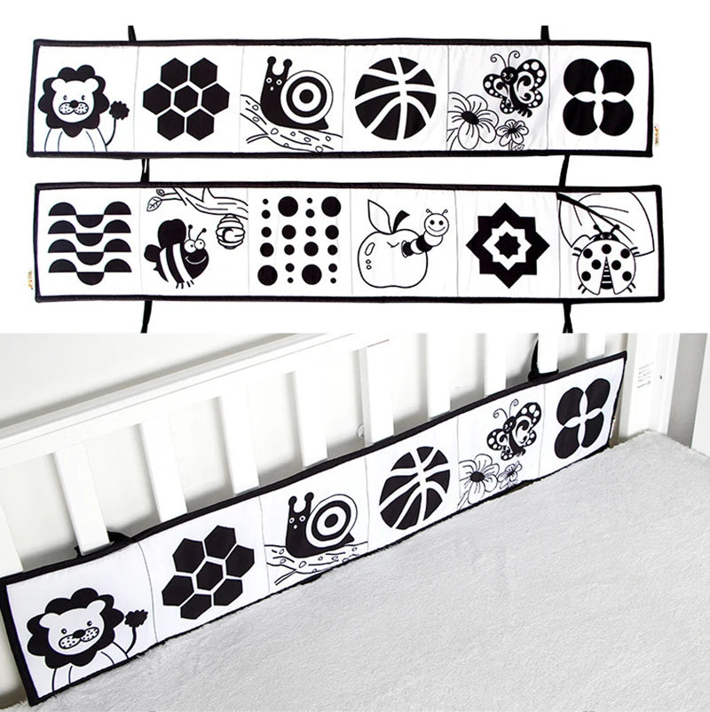 Black White Insect Lion Cloth Books Education Develop Crib Toy Baby Bed Bumper Hanging Crib Early Learning Toys Kids 0 12 Months