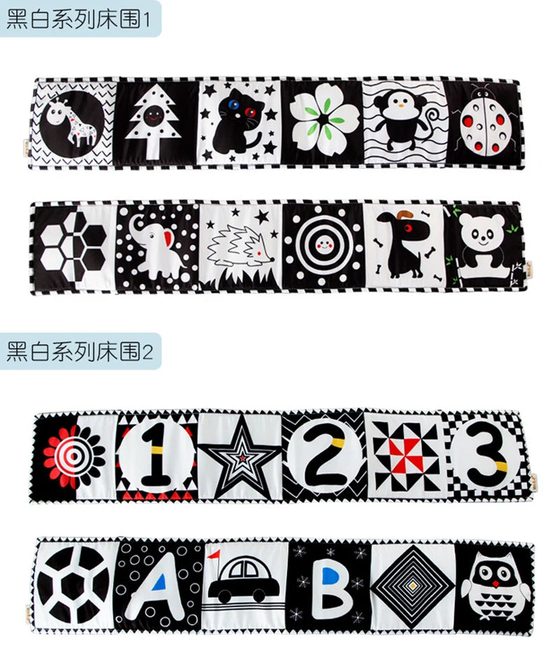 Black White Insect Lion Cloth Books Education Develop Crib Toy Baby Bed Bumper Hanging Crib Early Learning Toys Kids 0 12 Months