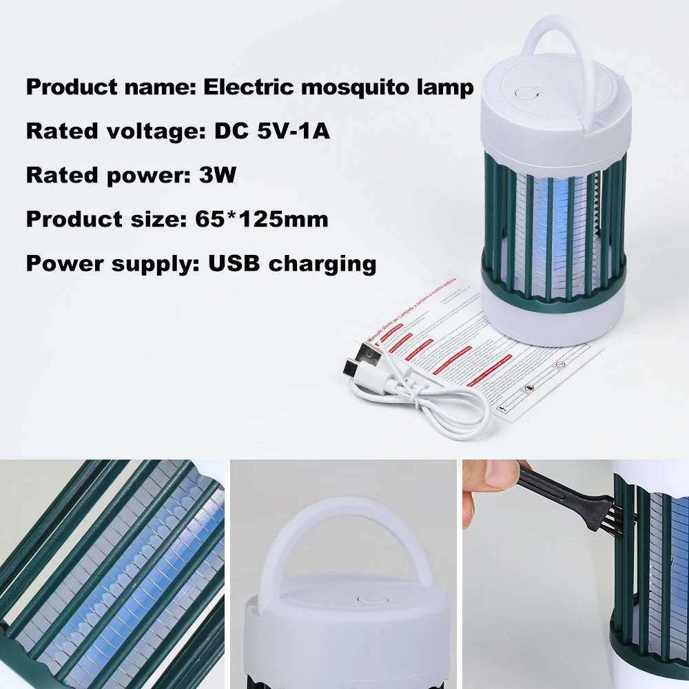 USB Recharge Electric Shock Mosquito Killer Lamp UV Light