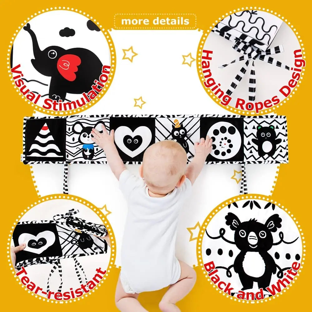 Black and White High Contrast Toys Soft Book for Baby