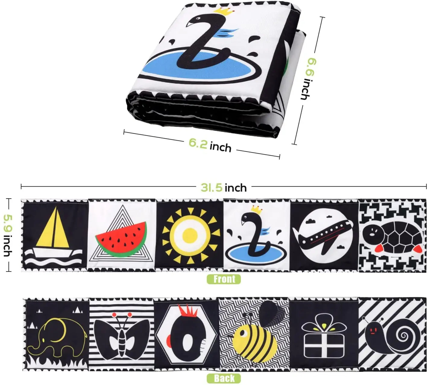 Black and White High Contrast Toys Soft Book for Baby